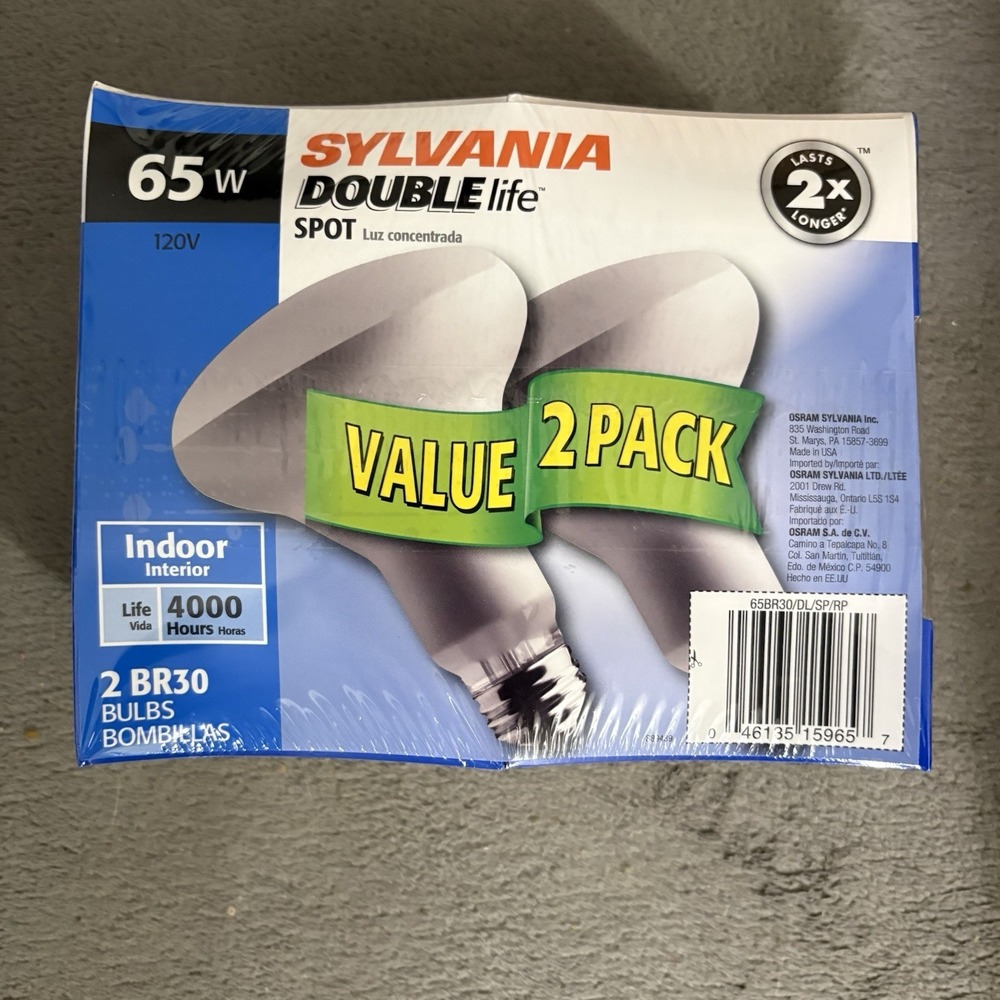 Sylvania, Indoor SPOT Light BR30 Bulb, 65w/120v 2-Pack